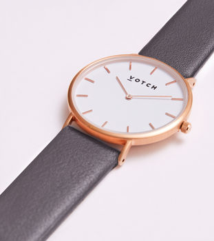 Classic Rose Gold Vegan Leather Watch, 8 of 12