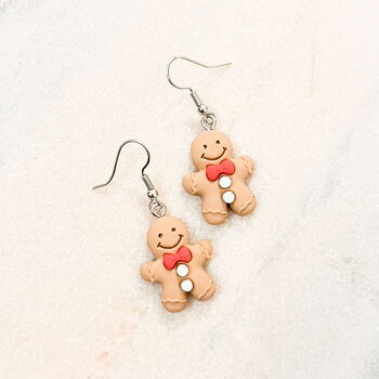 Sweet Gingerbread Man Dangle Earrings, 2 of 2