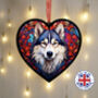 Alaskan Malamute Stained Glass Effect Heart Suncatcher, thumbnail 1 of 6