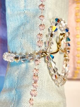 Crystal Beaded Napkin Rings With Heart – Handmade Set Of Two, 2 of 5