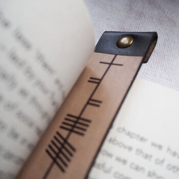 The Personalised Ogham Leather Bookmark, 4 of 4