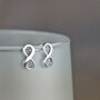 Infinity Stud Sterling Silver Lucky Earrings, thumbnail 2 of 3