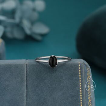 Sterling Silver Black Onyx Oval Ring In Sterling Silver, 3 of 12