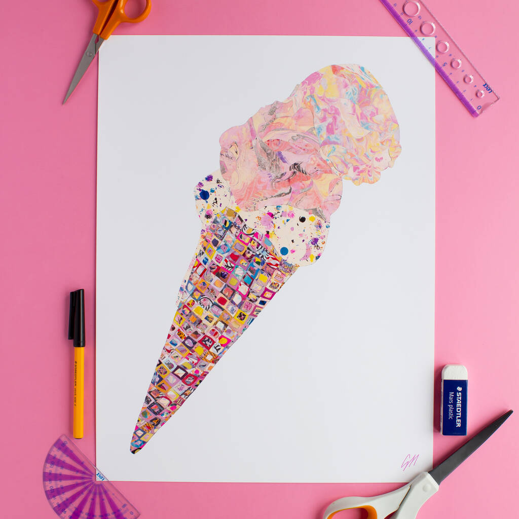 The Seaside Ice Cream Collage Giclée Art Print, 1 of 5