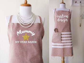 Personalised Cotton Kitchen Apron And Tea Towels, 4 of 11