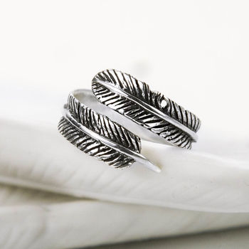 Sterling Silver Angelic Feather Ring, 4 of 7