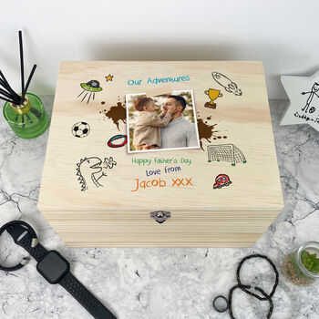 Personalised 'Our Adventures' Kids Doodle Memory Box, 3 of 10