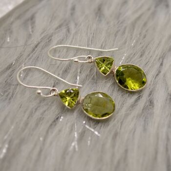 Peridot Sterling Silver August Birthstone Earrings, 3 of 11