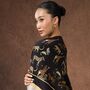 Noir Safari Wool Silk Scarf In Gift Box, thumbnail 4 of 5