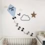 Dream Big Nursery Decor Wall Hanging, Baby Blue, Grey And White Fabric Kite, thumbnail 4 of 9