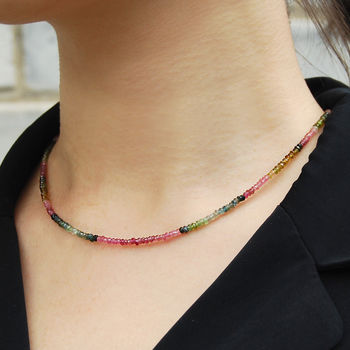 Tourmaline October Birthstone Gold Plated Necklace, 2 of 4