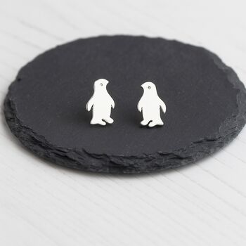 Sterling Silver Penguin Earrings, 3 of 6