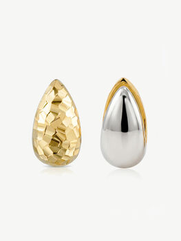 Textured Two Tone Hoop Earrings In Gold And Silver, 2 of 6