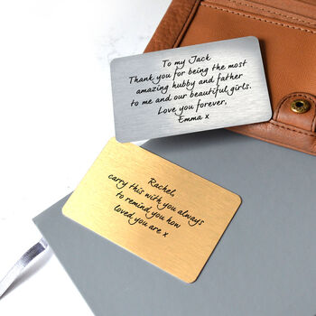 Personalised Wallet Or Purse Metal Message Cards, 3 of 6