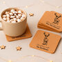 Set Of Six Personalised Stag Square Cork Coasters, thumbnail 1 of 3