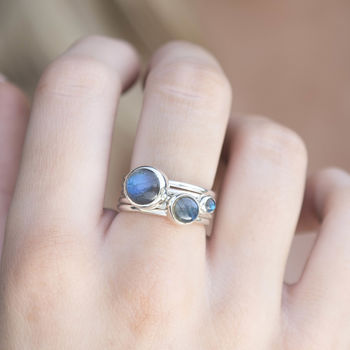 Storm Sterling Silver Stacking Rings With Labradorite, 5 of 6