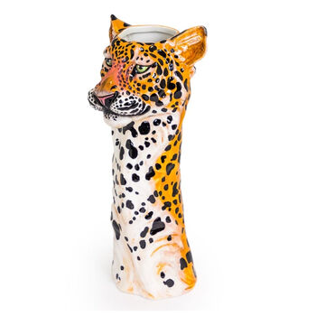 Hand Painted Ceramic Leopard Head Vase, 2 of 3