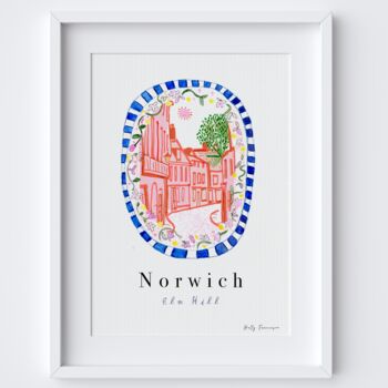 Elm Hill Norwich, Norfolk Scene Art Print Patterned Landscapes: Heritage Pink Edition, 2 of 2