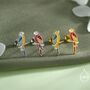 Mismatched Macaw Parrot Bird Stud Earrings In Sterling Silver, thumbnail 5 of 12
