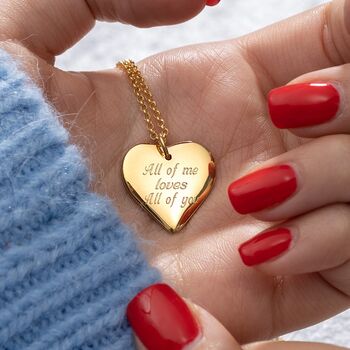Engraved Large Heart Necklace, Silver Or Gold Plated, 3 of 8