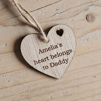 Personalised Heart Belongs To Daddy Hanging Heart Card, 2 of 2