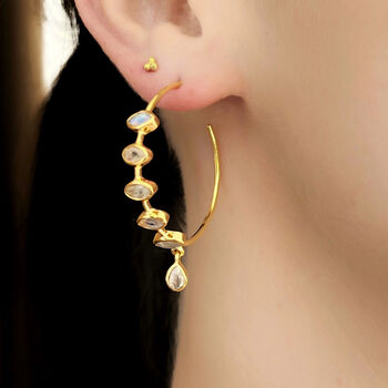 Raining Moonstone Hooped Studs, 2 of 10