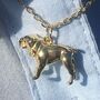 English Bulldog Sterling Silver Gold Plated Necklace, thumbnail 1 of 7