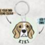 Beagle Personalised Dog Face Portrait Keychain, thumbnail 3 of 6