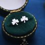 Three Leaf Shamrock Stud Earrings Sterling Silver, thumbnail 2 of 12