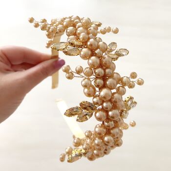 Gold Pearl And Crystal Headband, 2 of 5