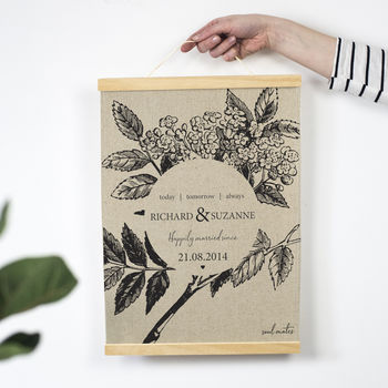 Personalised Botanical 4th Anniversary Linen Print, 3 of 5