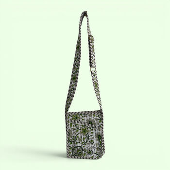 Mini Cross Body Bag | Green Block Print Floral, 2 of 5