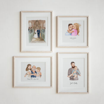 Personalised First Father's Day Print, New Dad Watercolour Portrait Gift, 9 of 10