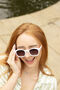 White Rounded Square Retro Pin Style Sunglasses, thumbnail 1 of 4