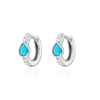 Turquoise Teardrop Huggie Earrings, 3 of 6
