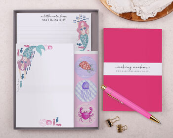 A5 Personalised Children's Stationery Set Gift With Mermaid Design, 2 of 9