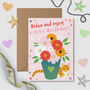 Monty And Rooster Flower Pot Relaxing Birthday Card, thumbnail 1 of 2