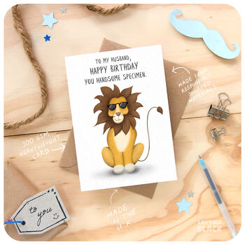 Happy Birthday To My Handsome Husband Lion Card, 2 of 6