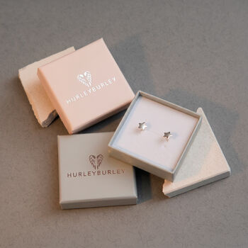 Silver Or Gold Plated Mini Red Cz Heart Stud Earrings, 4 of 4