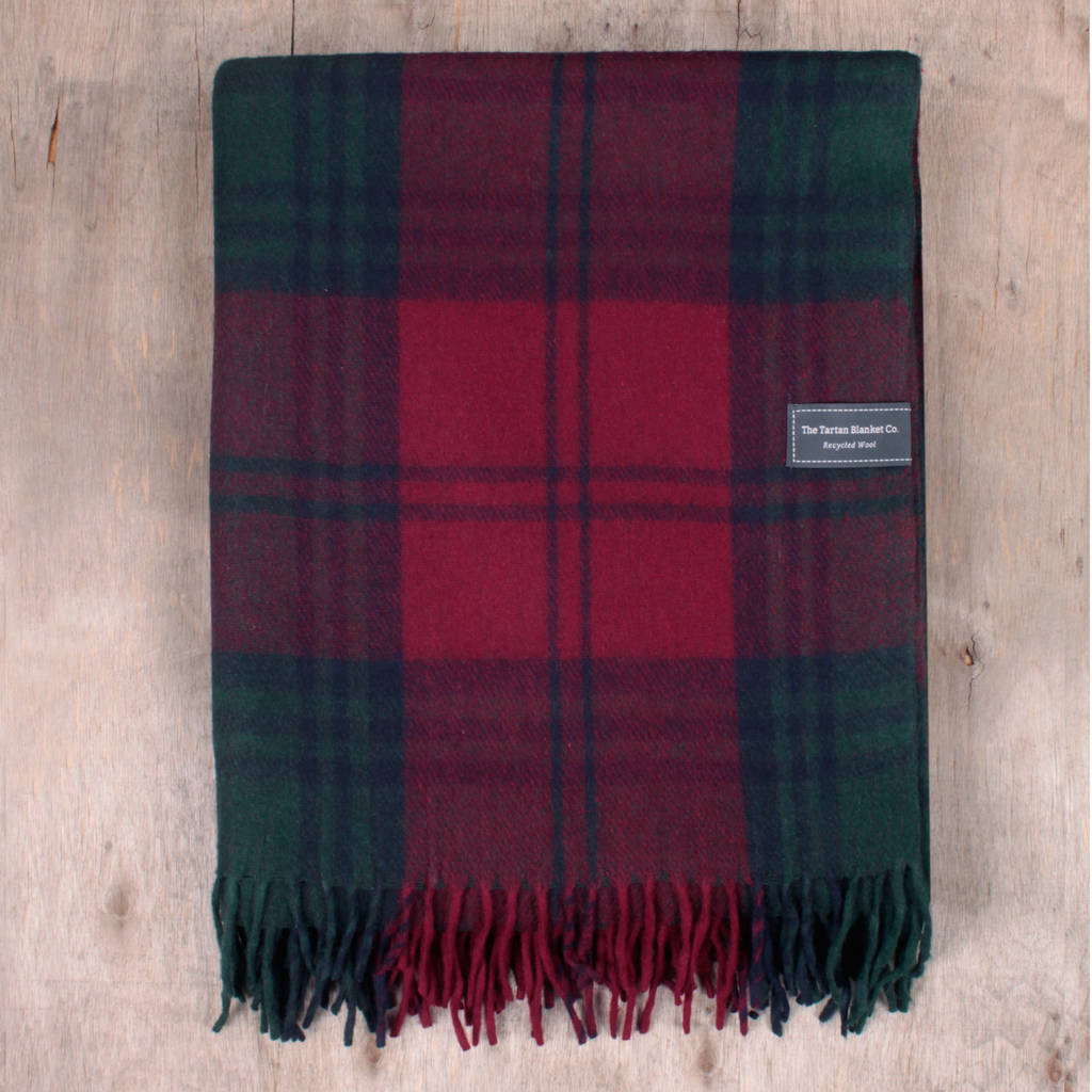 personalised recycled wool blanket in lindsay tartan by the tartan