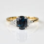 Oval Teal Blue Sapphire Engagement Ring, thumbnail 1 of 4