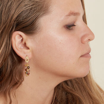 Multicoloured Tourmaline Beaded Cluster Drop Earrings, 3 of 5