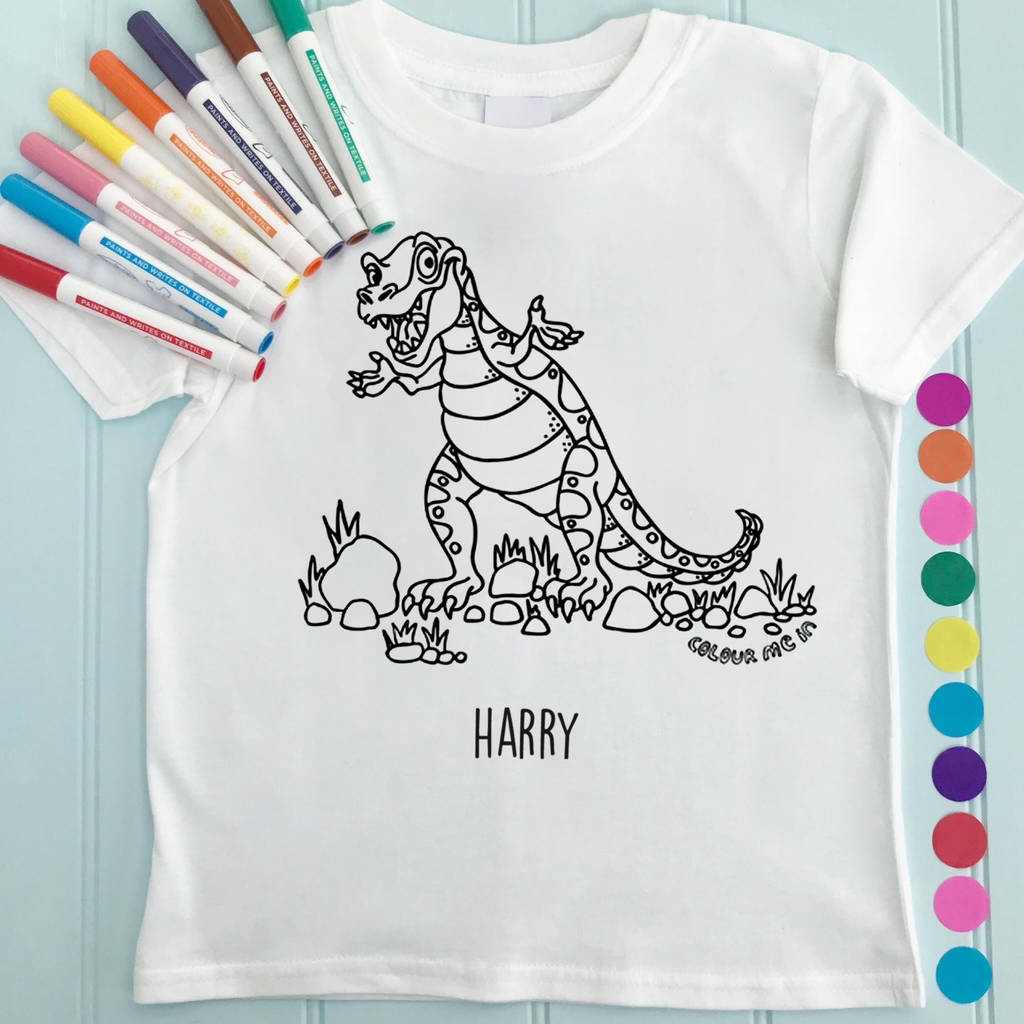 Dinosaur T Rex Personalised Colour In T Shirt, 1 of 3