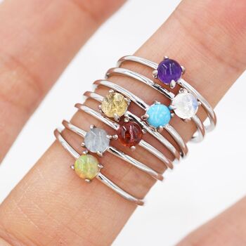 Sterling Silver Genuine Labradorite Stone Ring, 3 of 10