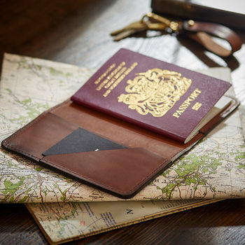 Personalised Leather Passport Holder By Man Gun Bear   Normal Leather Passport Holder 