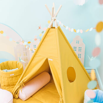 Kids Teepee Tent Set Mustard, 2 of 4