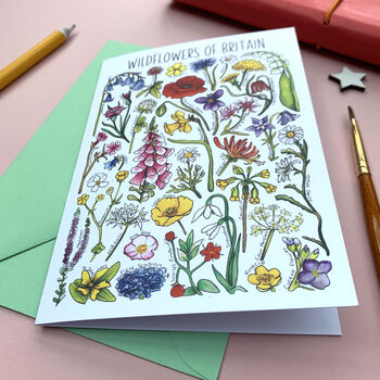 Wildflowers Of Britain Art Blank Greeting Card, 6 of 12