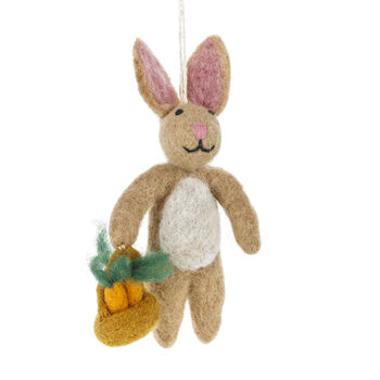 Handmade Felt Rory The Rabbit Hanging Easter Decoration, 2 of 3