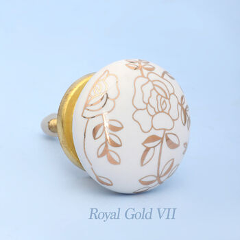 Royal Gold Ceramic Door Knobs Cupboard Door Handles, 9 of 10