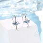Sterling Silver Manta Ray Fish Drop Hook Earrings With Blue Cz, thumbnail 3 of 12